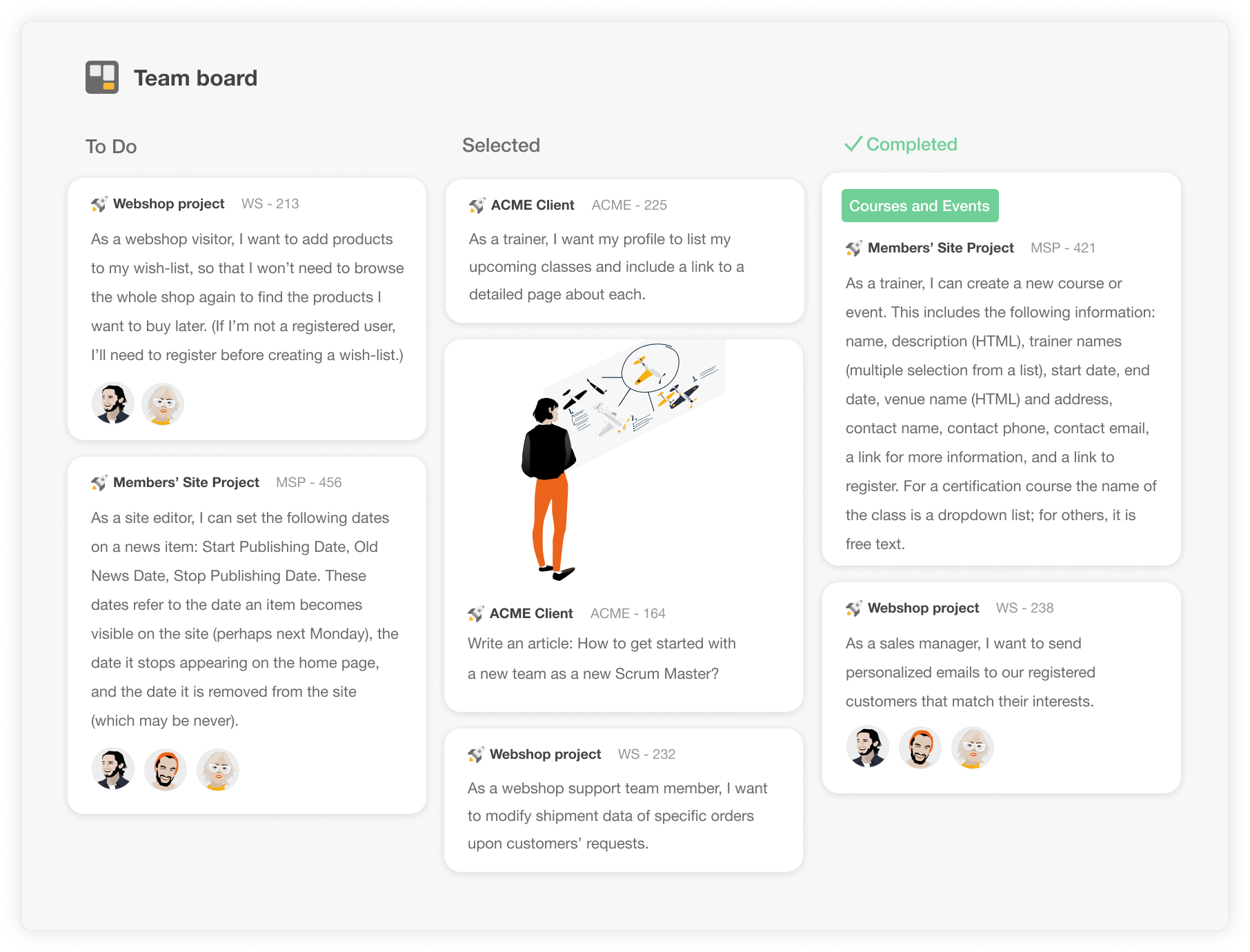 Combine multiple projects into one team board
